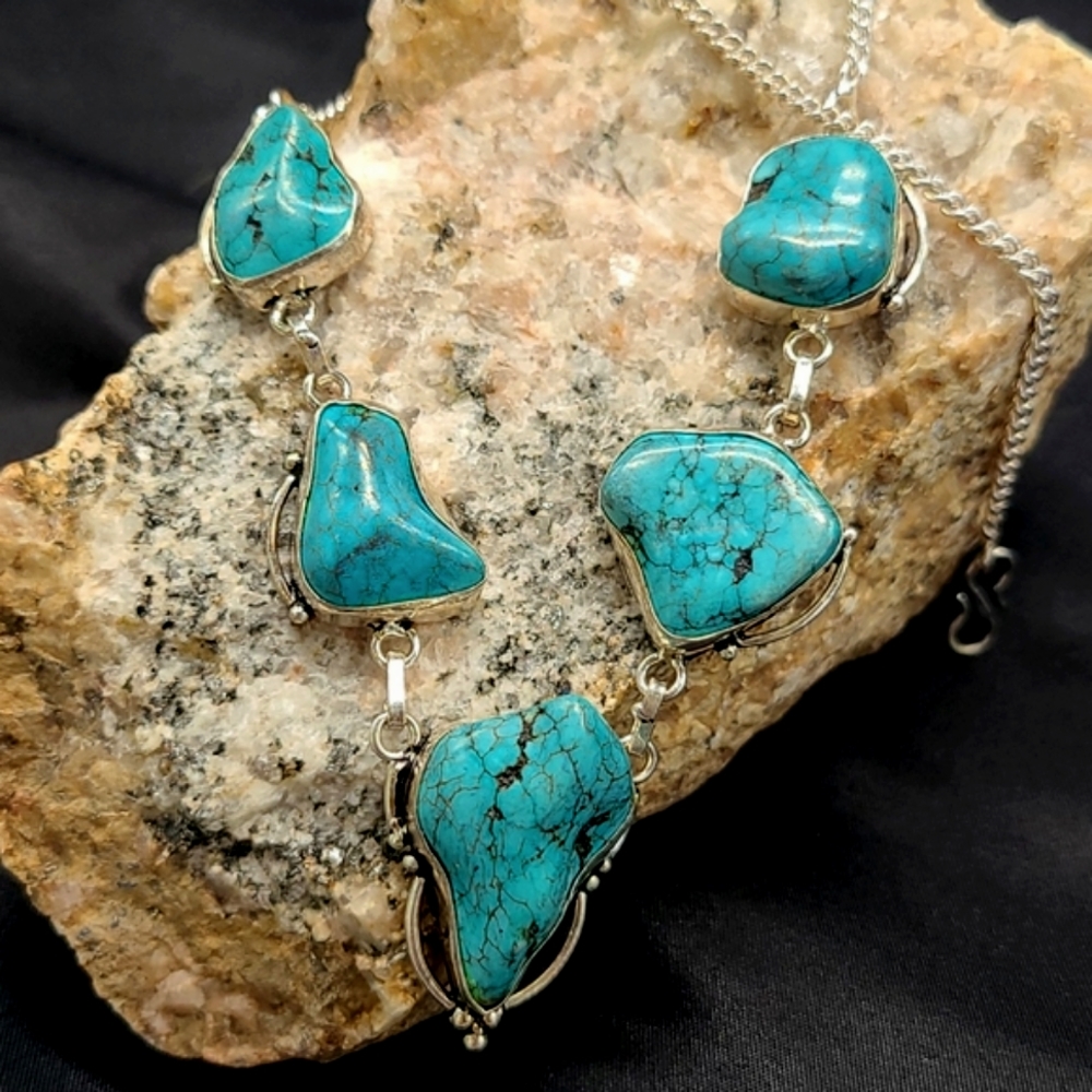 Silver and Faux turquoise necklace